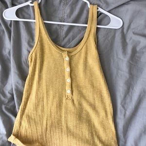 Pastel Yellow Cropped Top with Button Detailing
